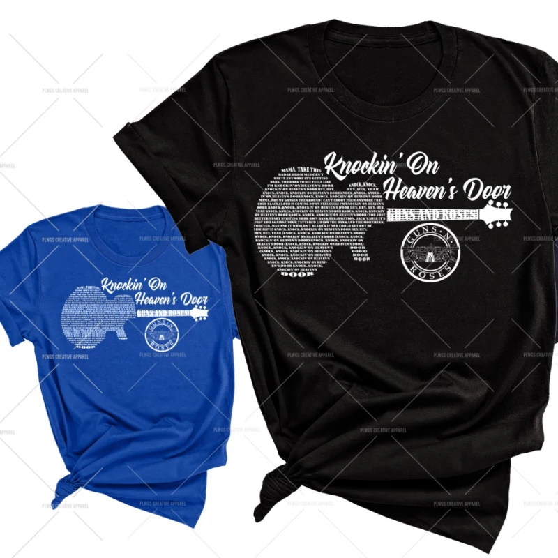 Gun N Roses Knockin' on Heaven's Door Guitar Song Lyric Shirt - Printed Design