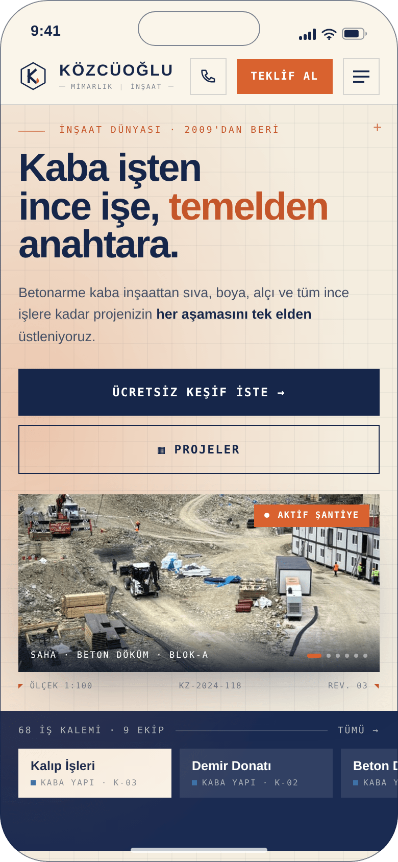 Közcüoğlu Mimarlık İnşaat mobil görünümü