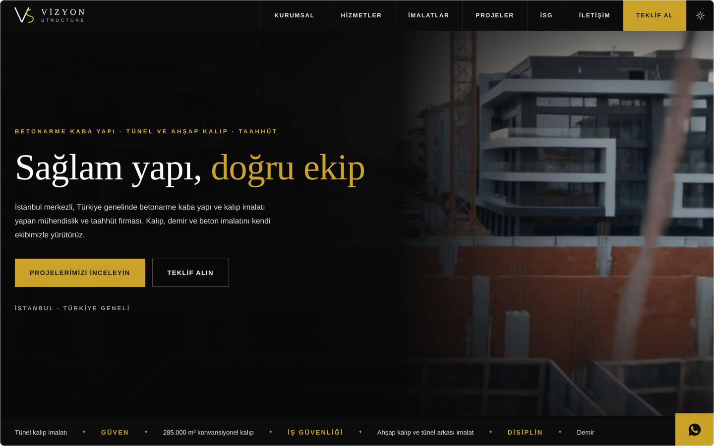 Vizyon Structure web sitesi tasarımı