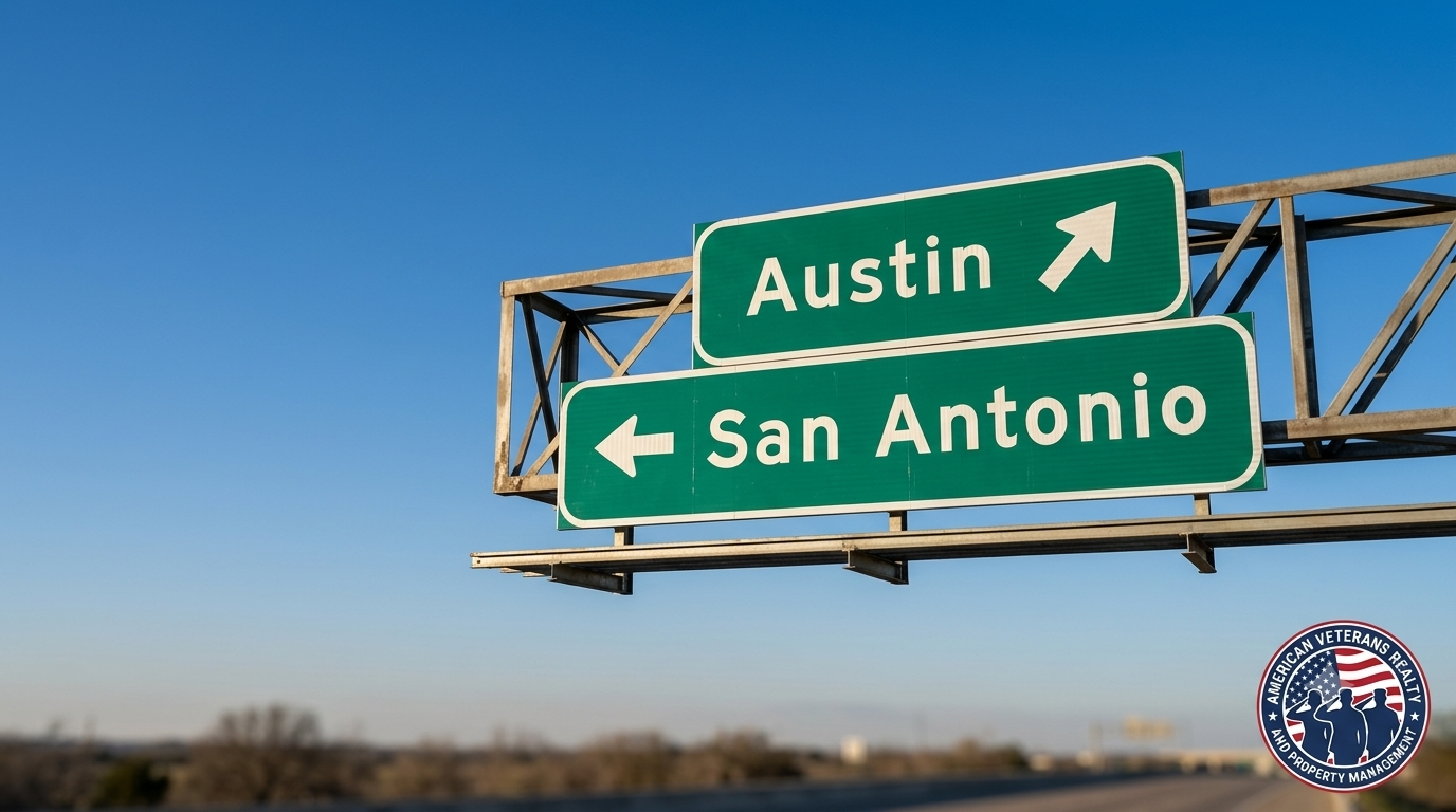 Couple reviewing paperwork for selling a jointly owned home during a divorce in Austin
