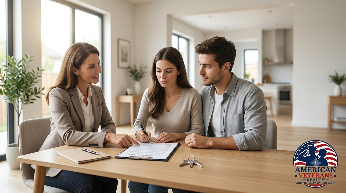 Texas homebuyer making offer on house with real estate agent reviewing TREC contract