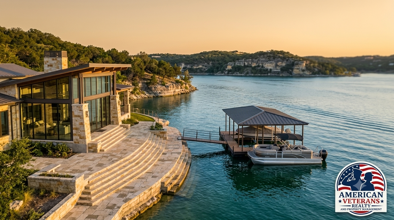 Lake Travis Austin Texas waterfront home with boat dock and Hill Country views 2025