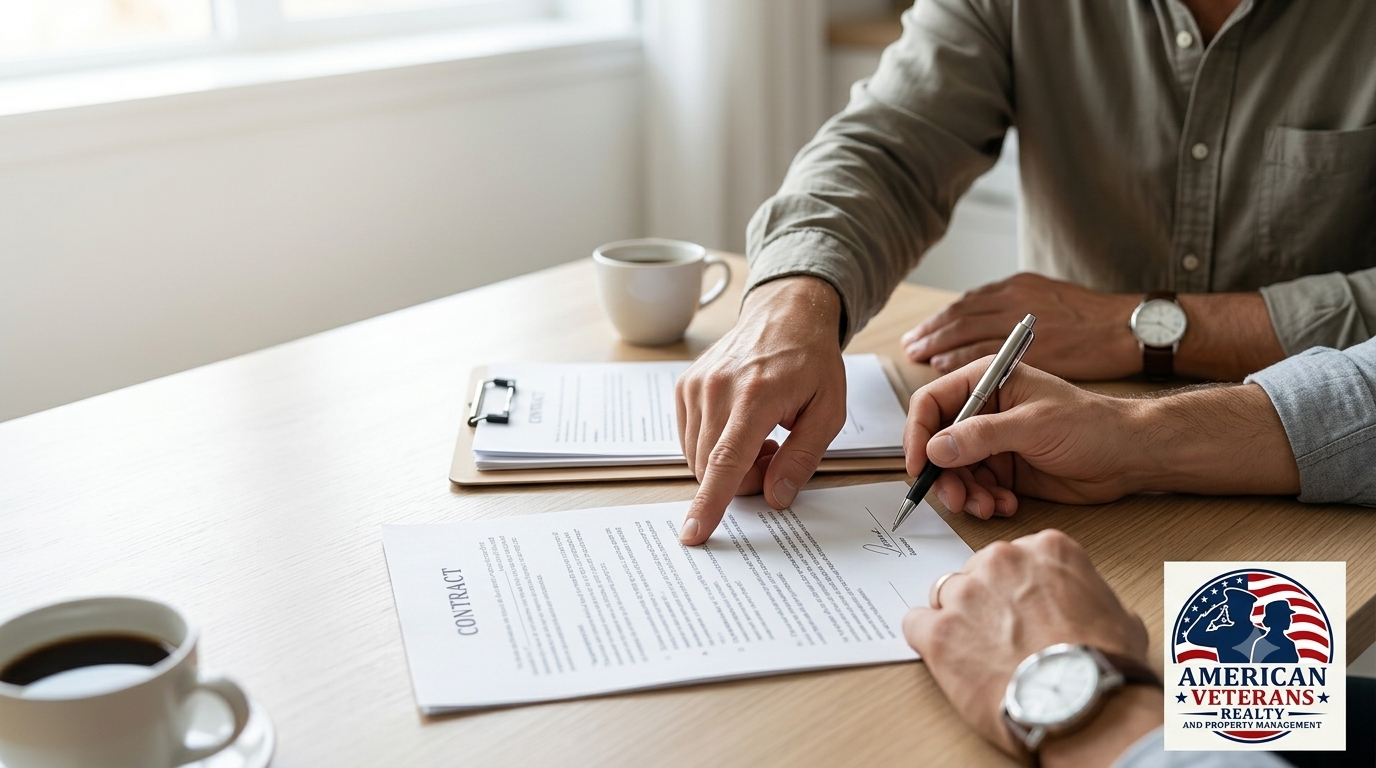 A professional real estate agent discussing paperwork with a client in a Killeen home