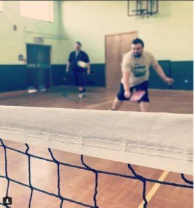 UK pickleball net and player