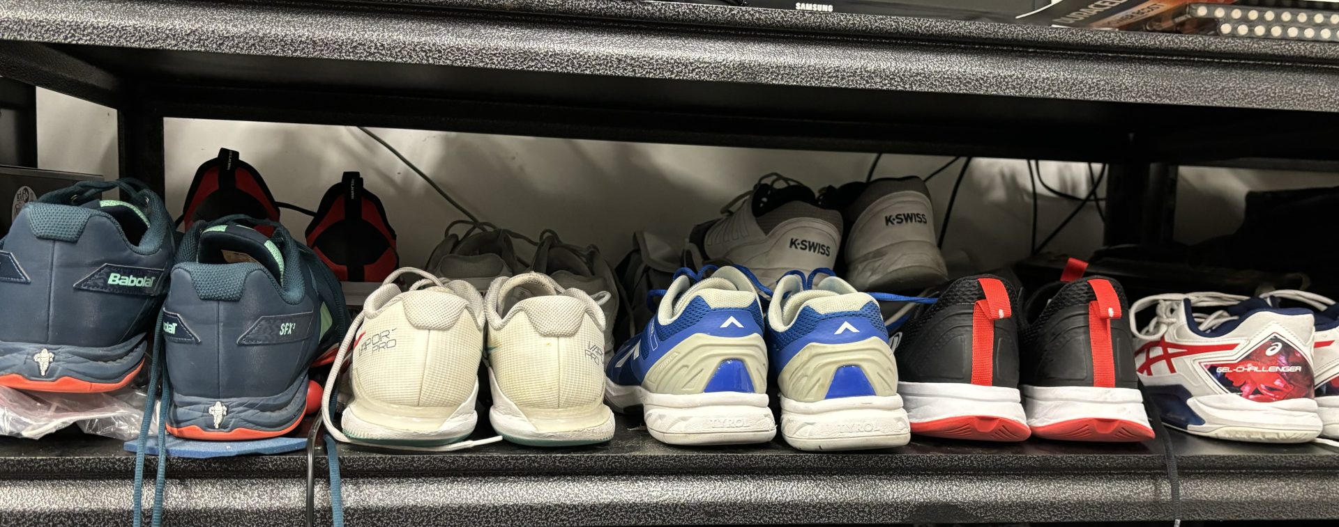 several pickleball shoes that Dennis has tested 