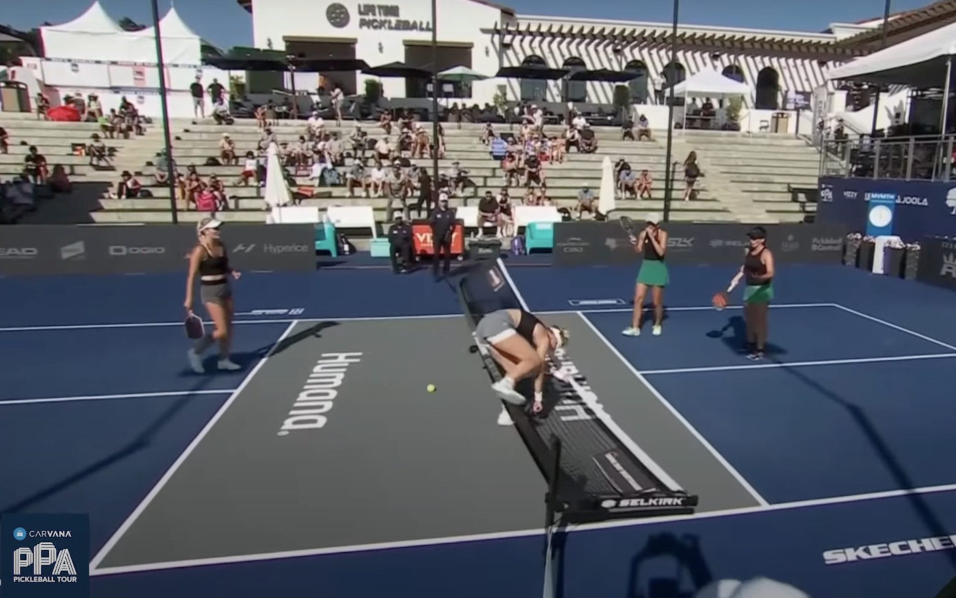 Genie crashing into the net