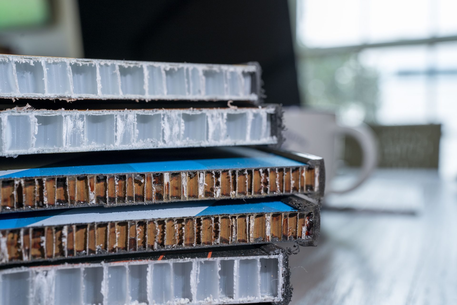 Nomex core: brown interior; Poly core: white interior 