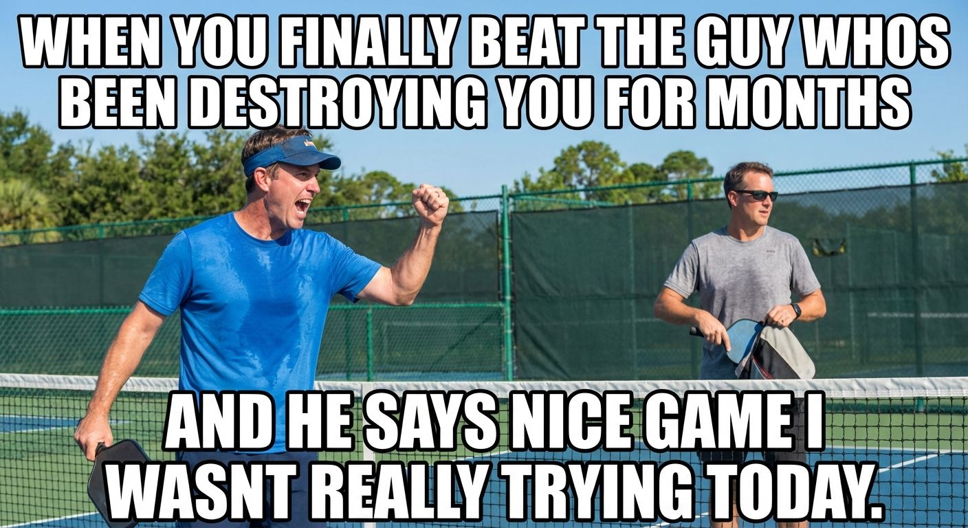 When you finally beat the guy who's been destroying you