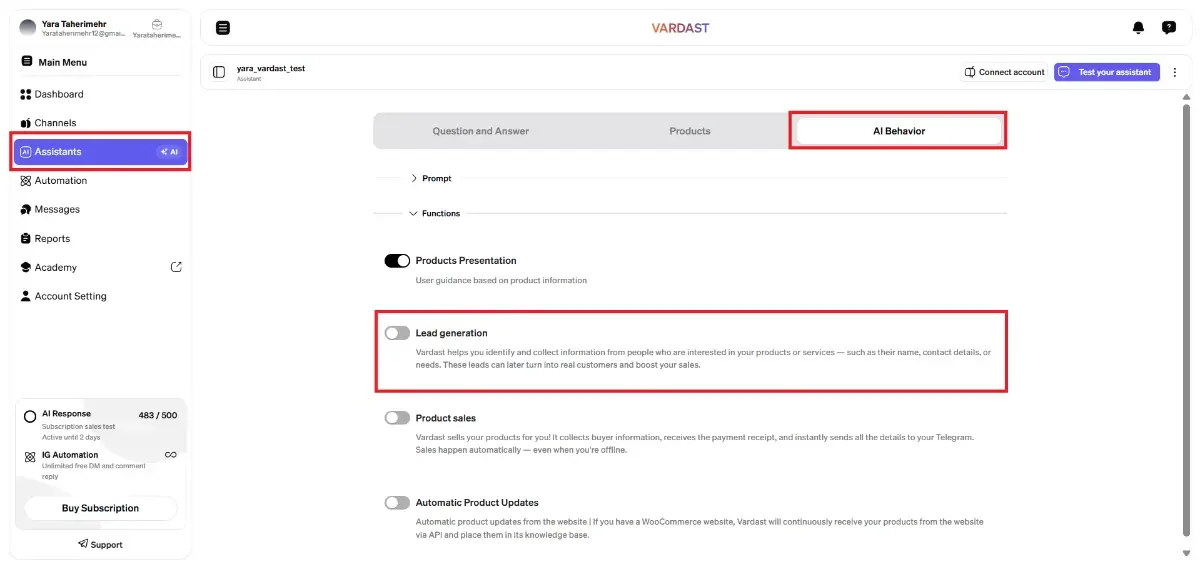 AI lead capture chatbot