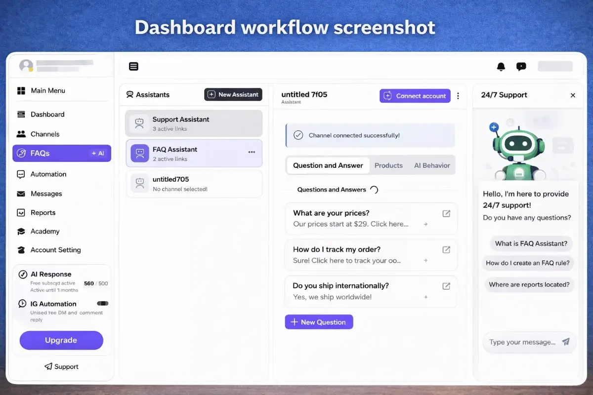 Dashboard workflow screenshot Dashboard workflow screenshot