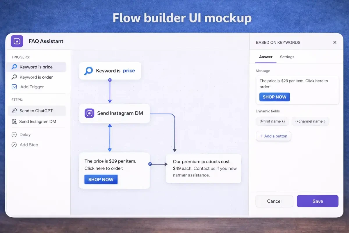 Flow builder UI mockup Flow builder UI mockup