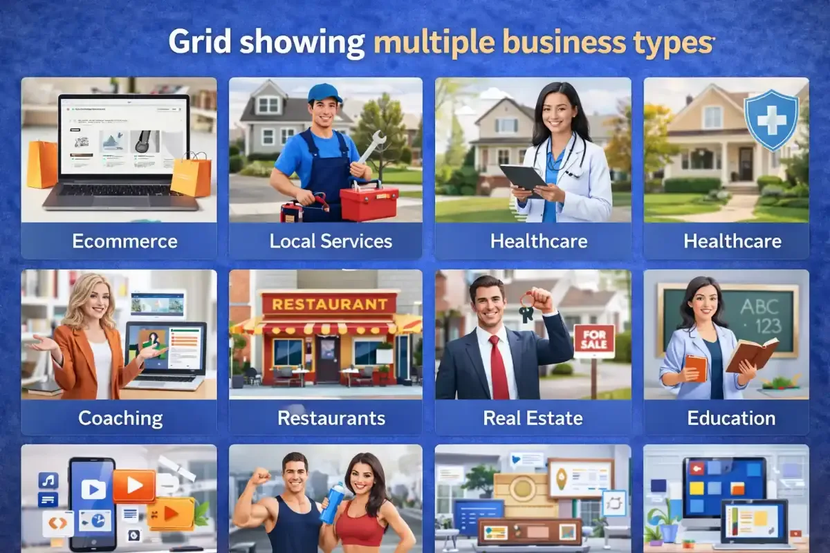 Grid showing multiple business types Grid showing multiple business types