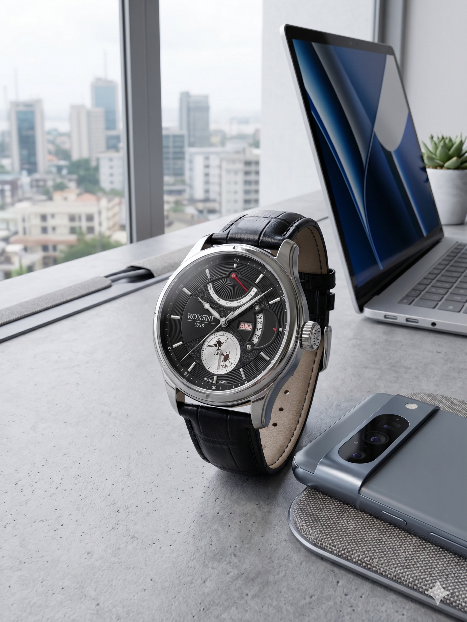 ROXSNI watch side profile showing thickness