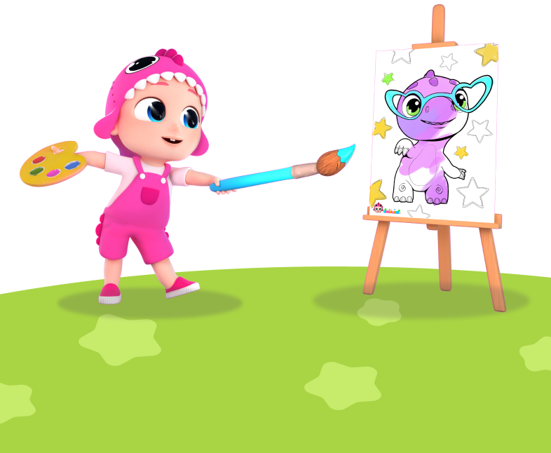 Girl Painting with Grass Background Mobile