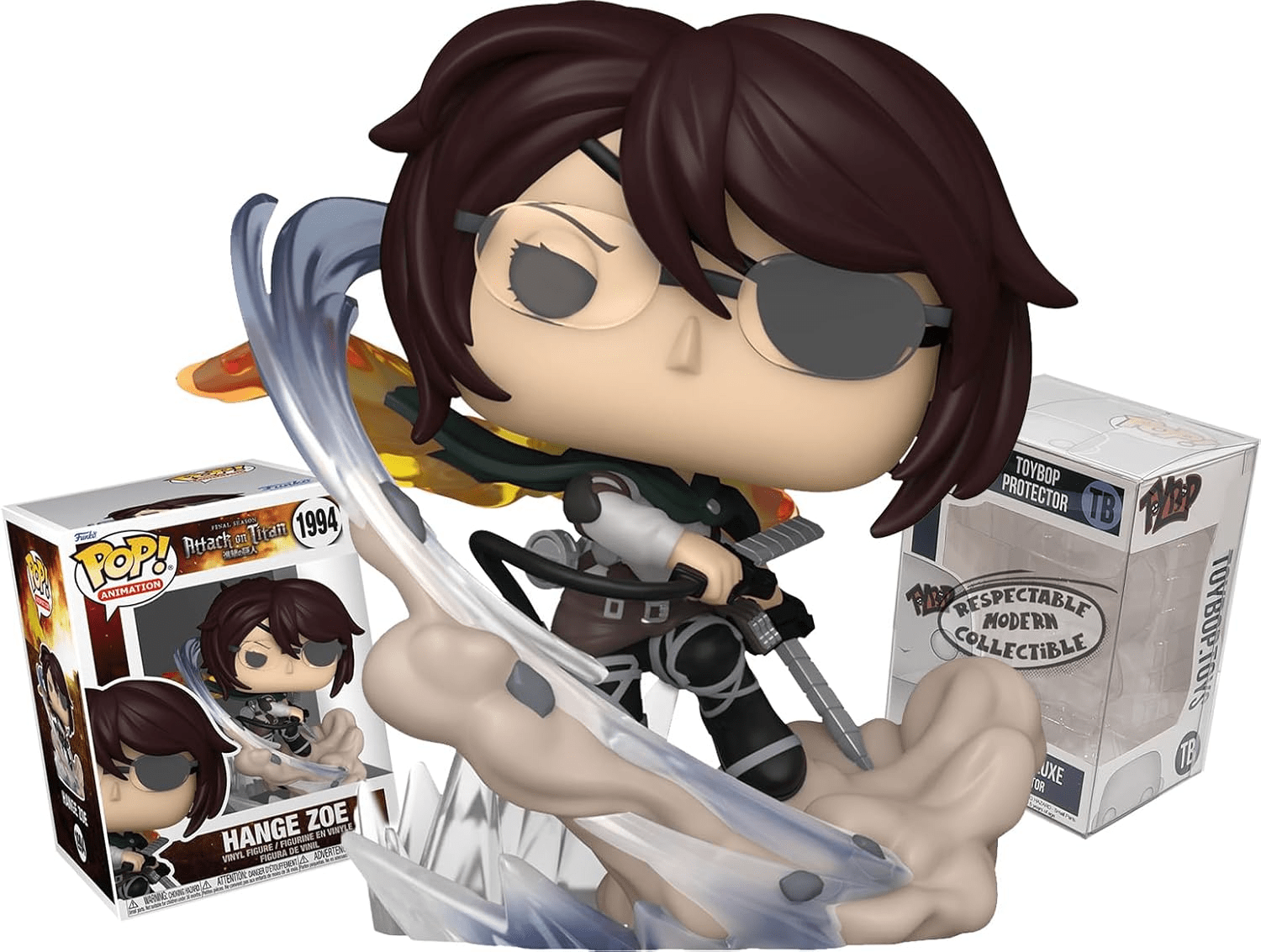 Funko Premium Attack on Titan Hange Zoe + ToyBop Protector: Pop! Animation Vinyl Figure (Bundled with Pro-Deluxe Pop Protector Collector Case Box Gift Set)