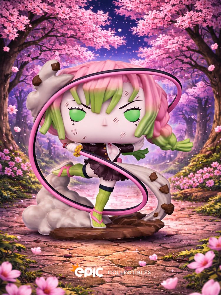 Epic Collectibles Pop Anime: Demonslayer - Mitsuri Kanroji with Flowing Love Blade Exclusive Special Edition Vinyl Figure Included with Box Protector Compatible for Funko