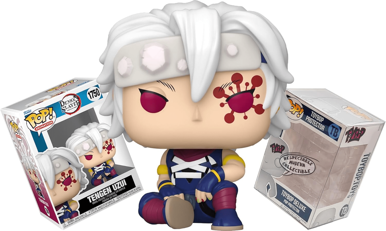Funko Flash Back Tengen Uzui + Pop Protector: Demon Slayer Pop! Animation Vinyl Figure (Gift Set Bundled with ToyBop Brand Box Protector Collector Case)