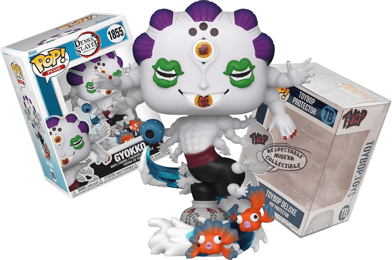 Funko Gyokko Demon with Vase + Pop Protector: Demon Slayer Pop! Animation Vinyl Figure (Gift Set Bundled with ToyBop Brand Box Protector Collector Case)