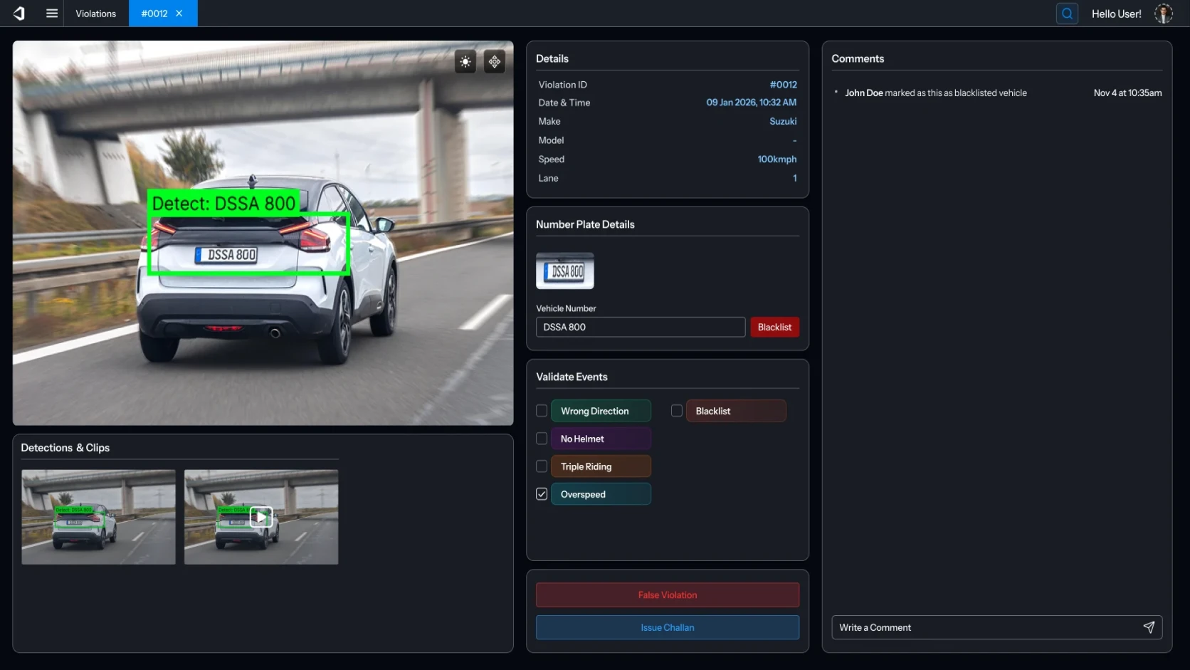 Road rule breach alerts