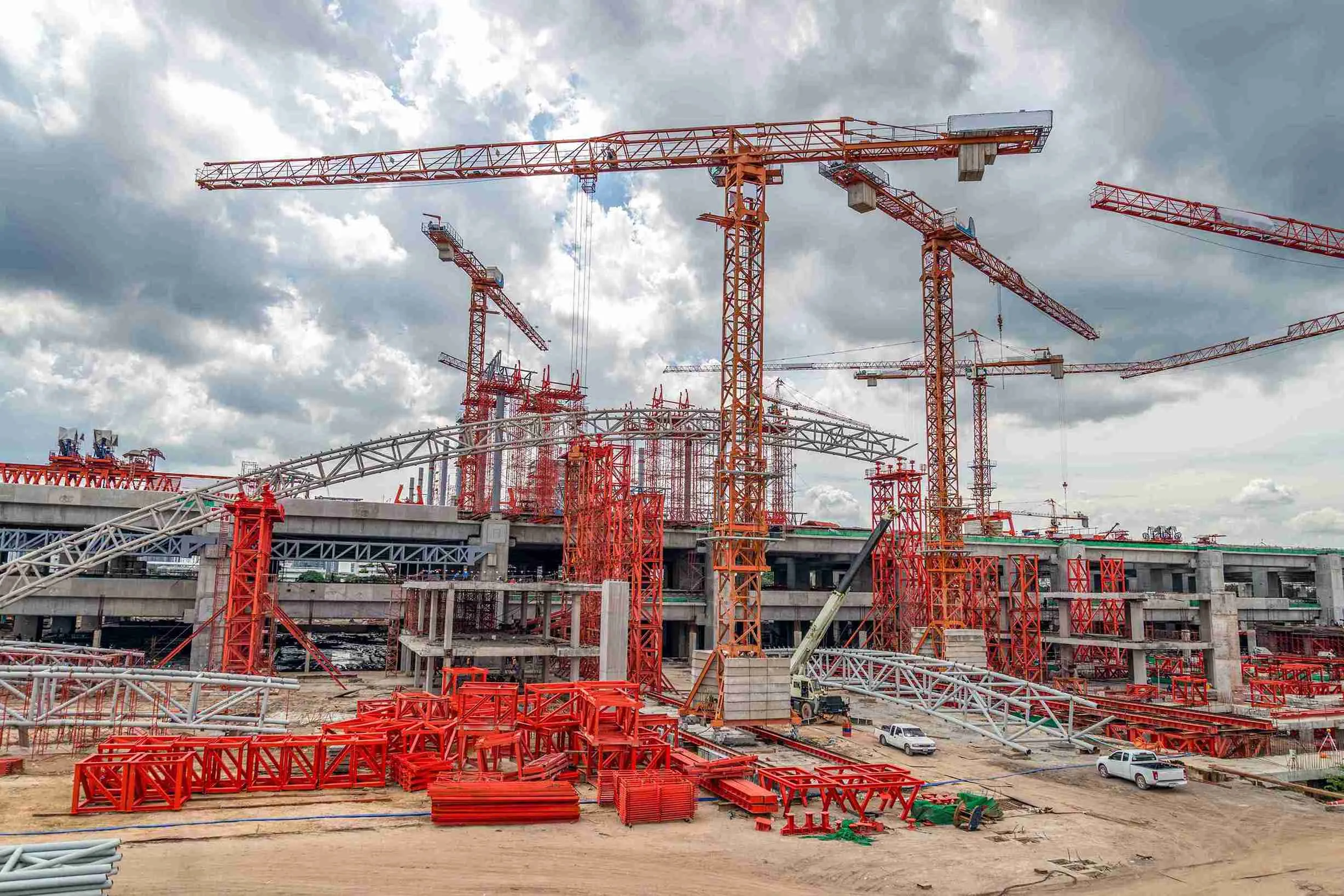 Construction site with AI analytics overlay