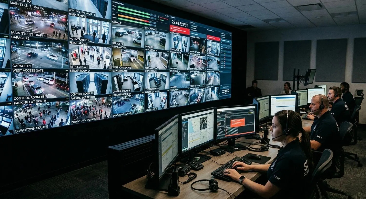 Multi-screen surveillance control room