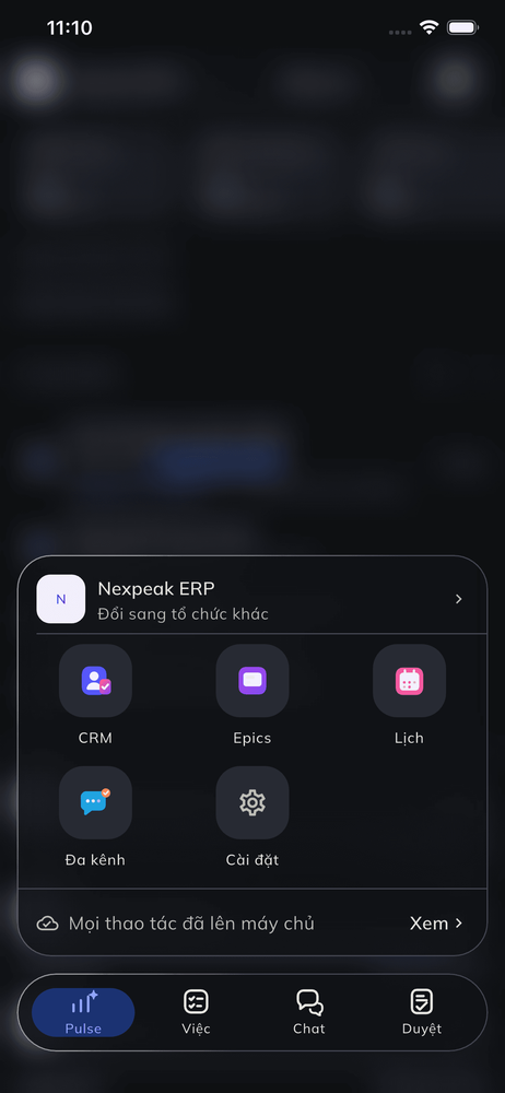 Chuyển nhanh giữa CRM, Epics, Lịch, Đa kênh, Cài đặt — kèm trạng thái đồng bộ rõ ràng.