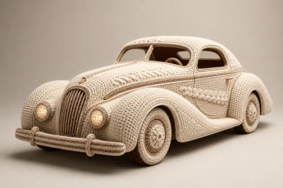 Threads of Tomorrow: A Nostalgic Crochet Concept Car Collection