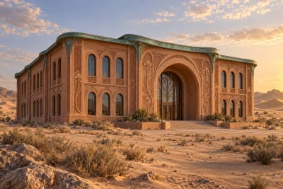 Dune Filigree Museum — 사막의 벽돌 곡선