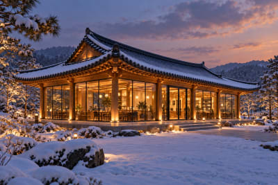 Snowglass Hanok — 설원의 유리 한옥