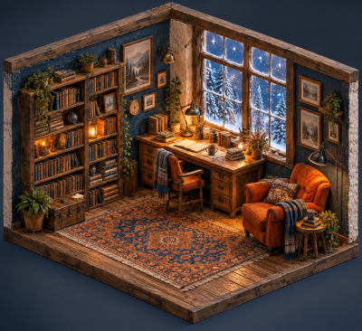 Snowbound Study — 눈 속의 서재