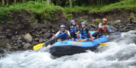 Rafting Through Telaga Waja Rapids