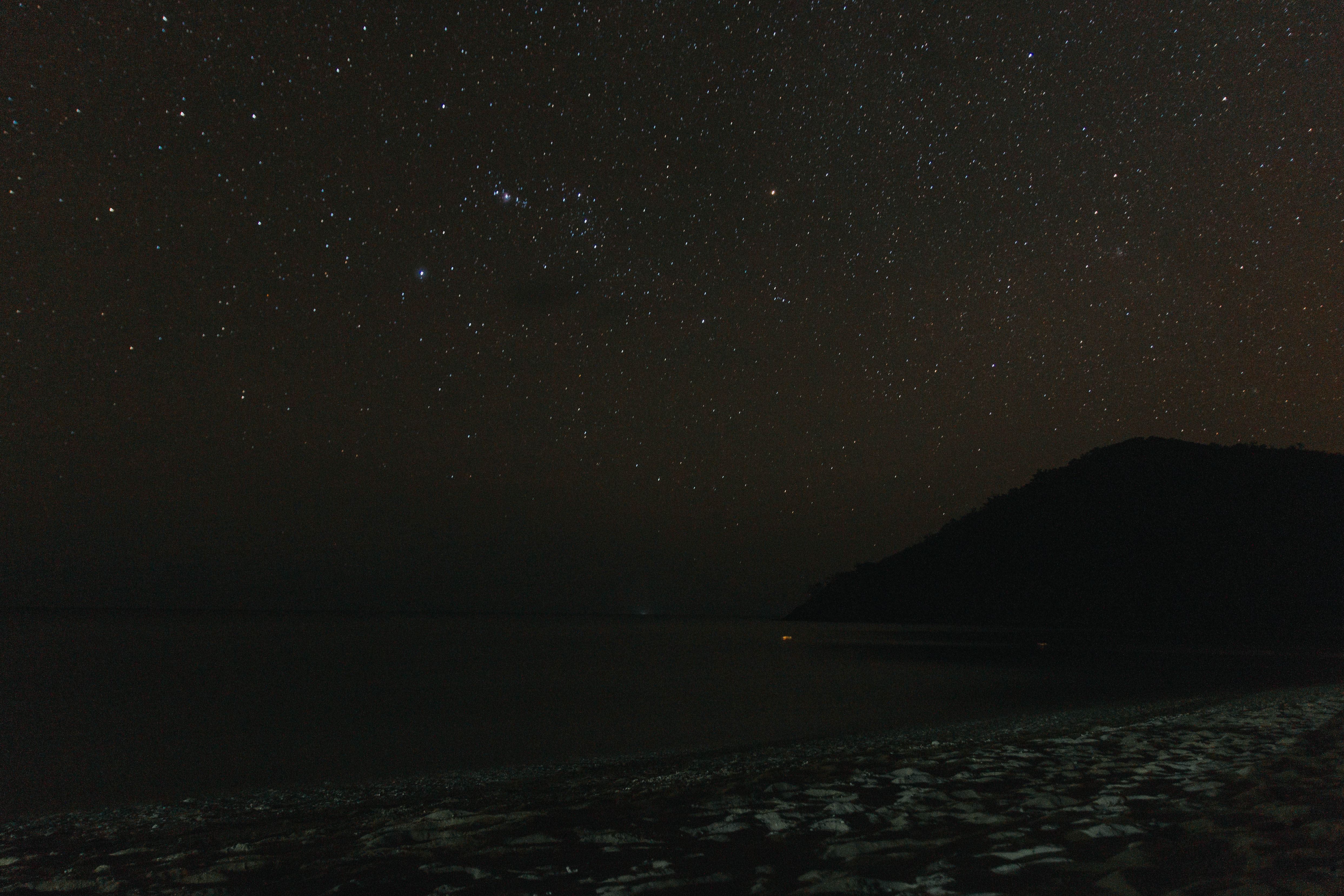 Night sky over a beach