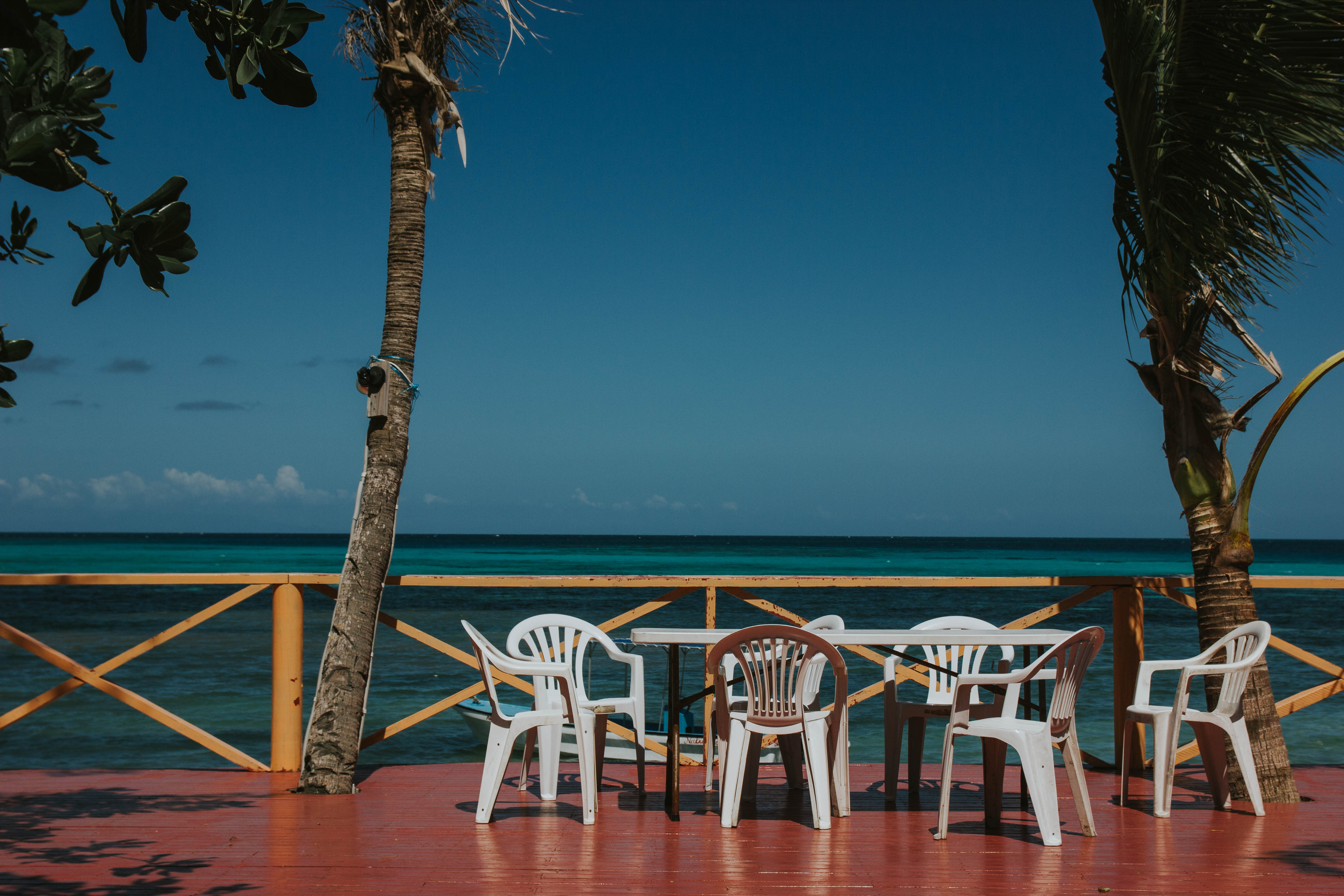 Table and chairs in the sun