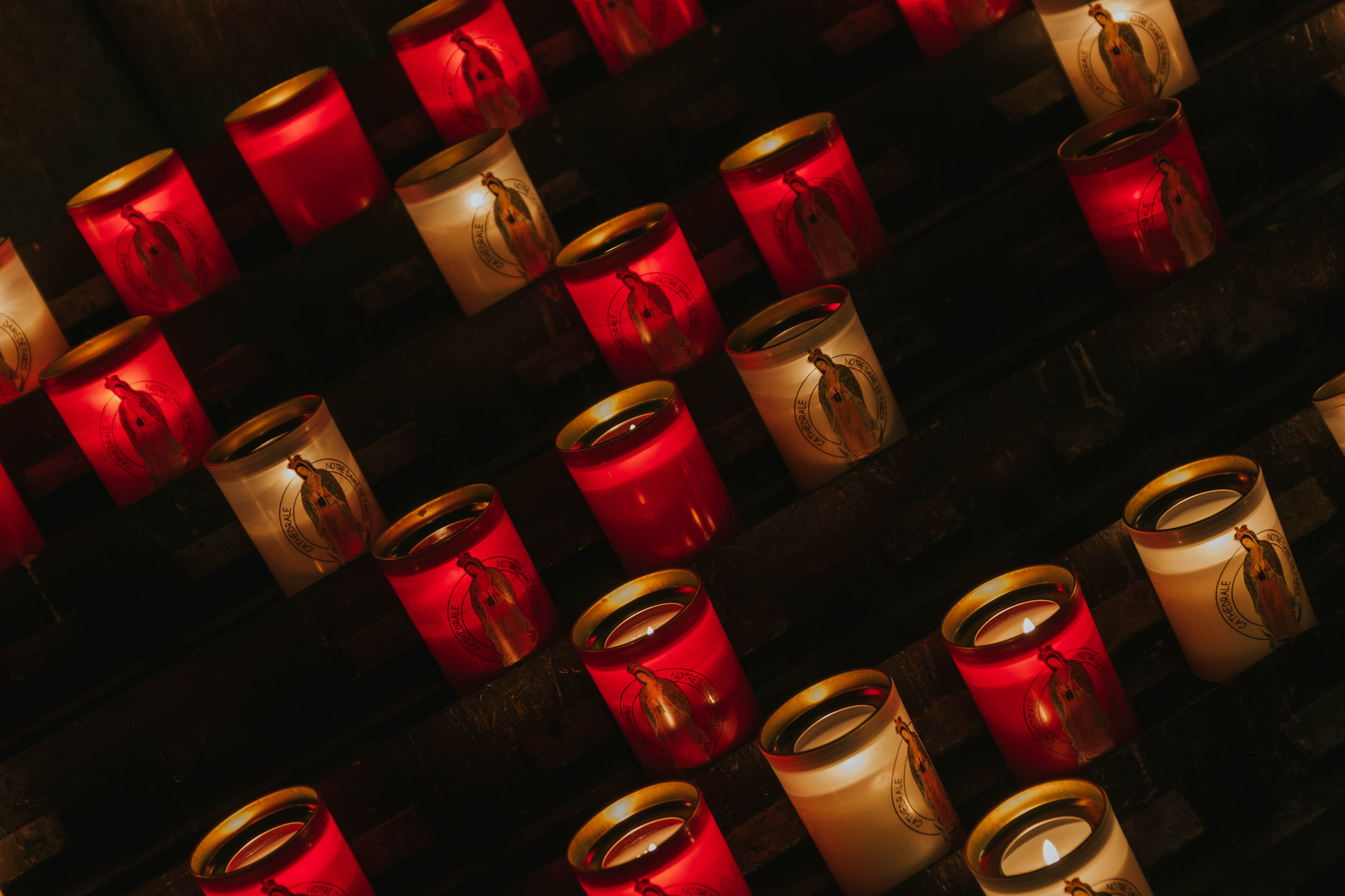 Candles lit up in church
