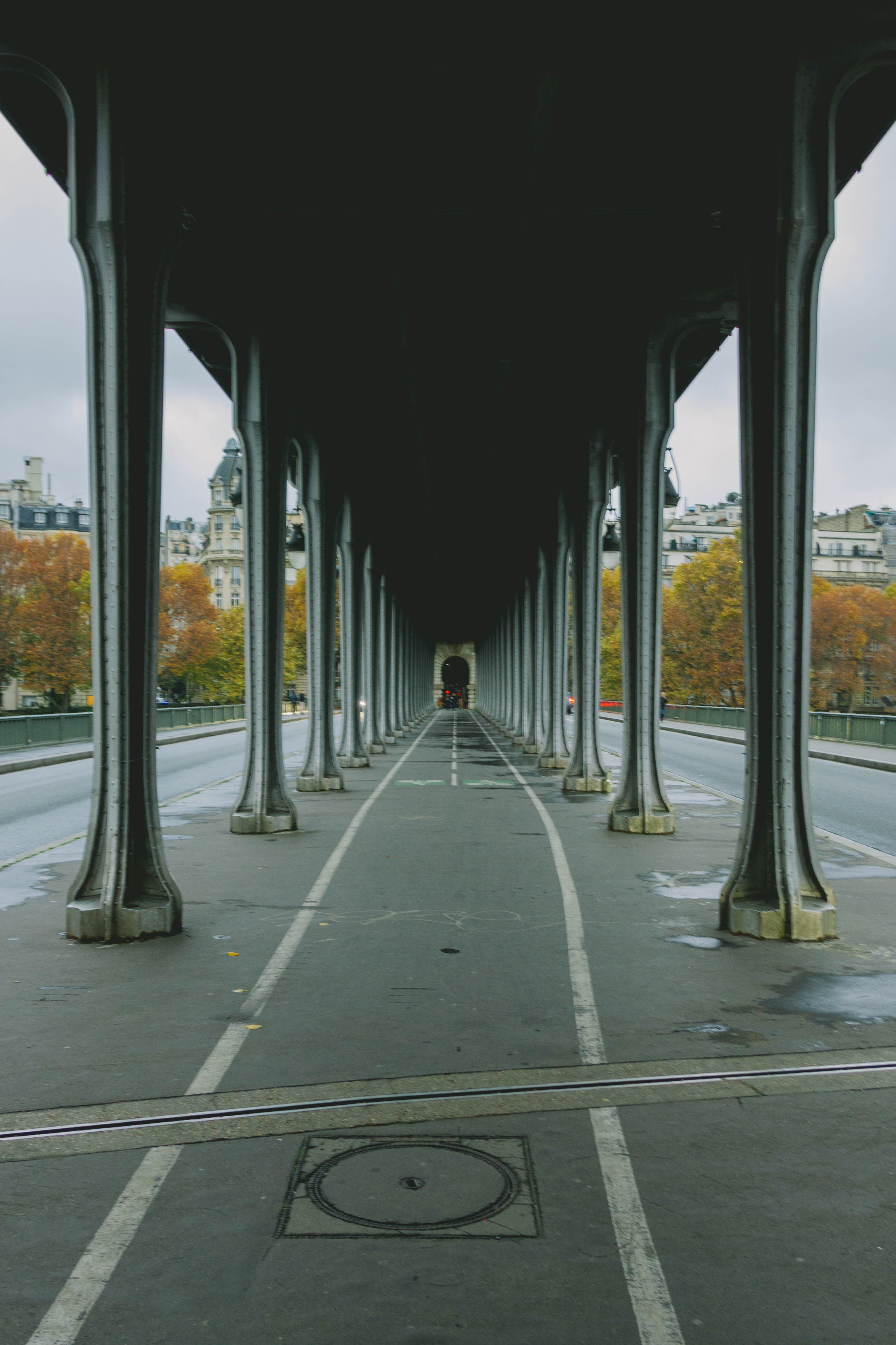 View down bridge walkway