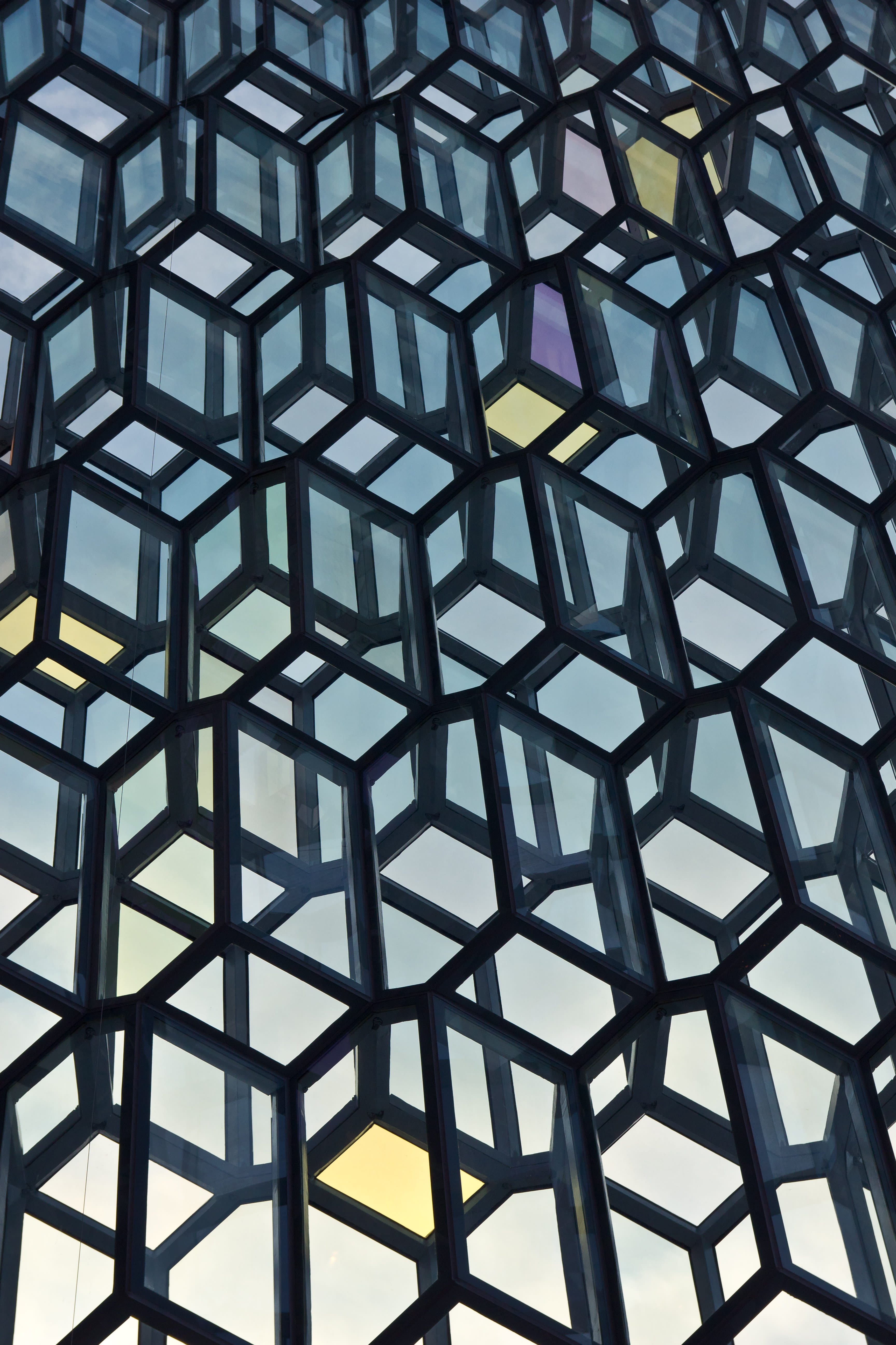 Elaborate glass windows close up