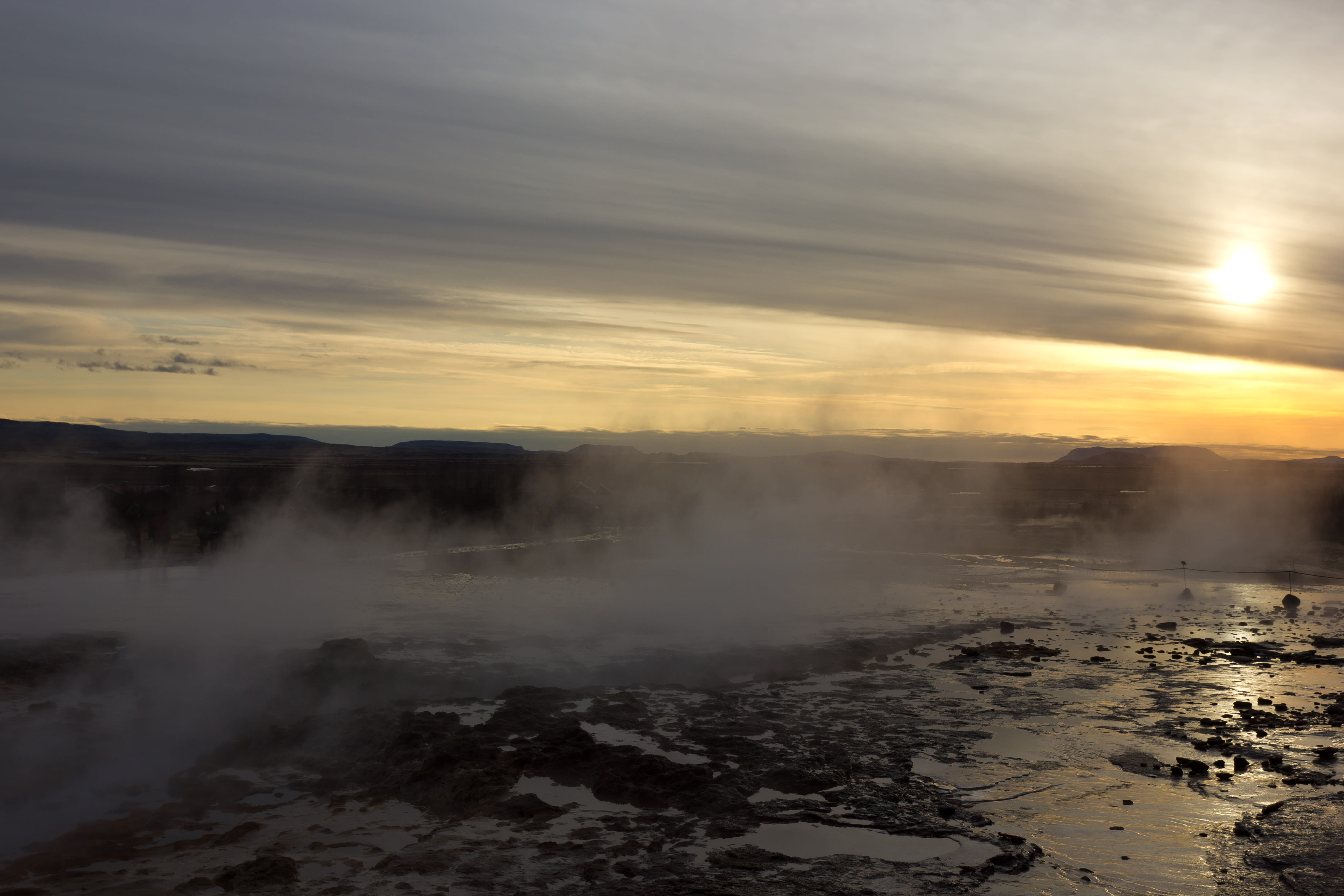 Low sun over steamy landscape