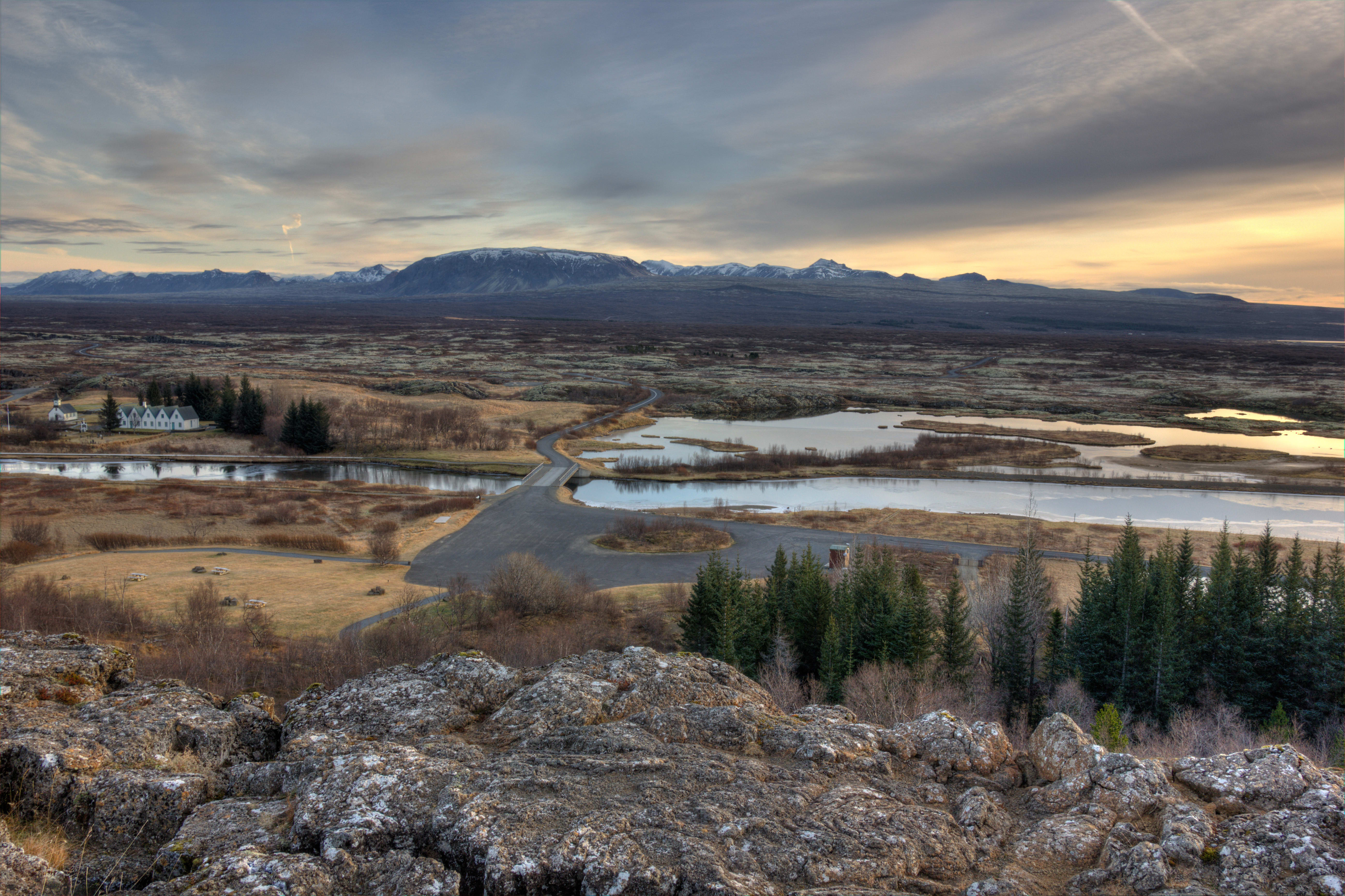 Iceland landscape with river and mountains