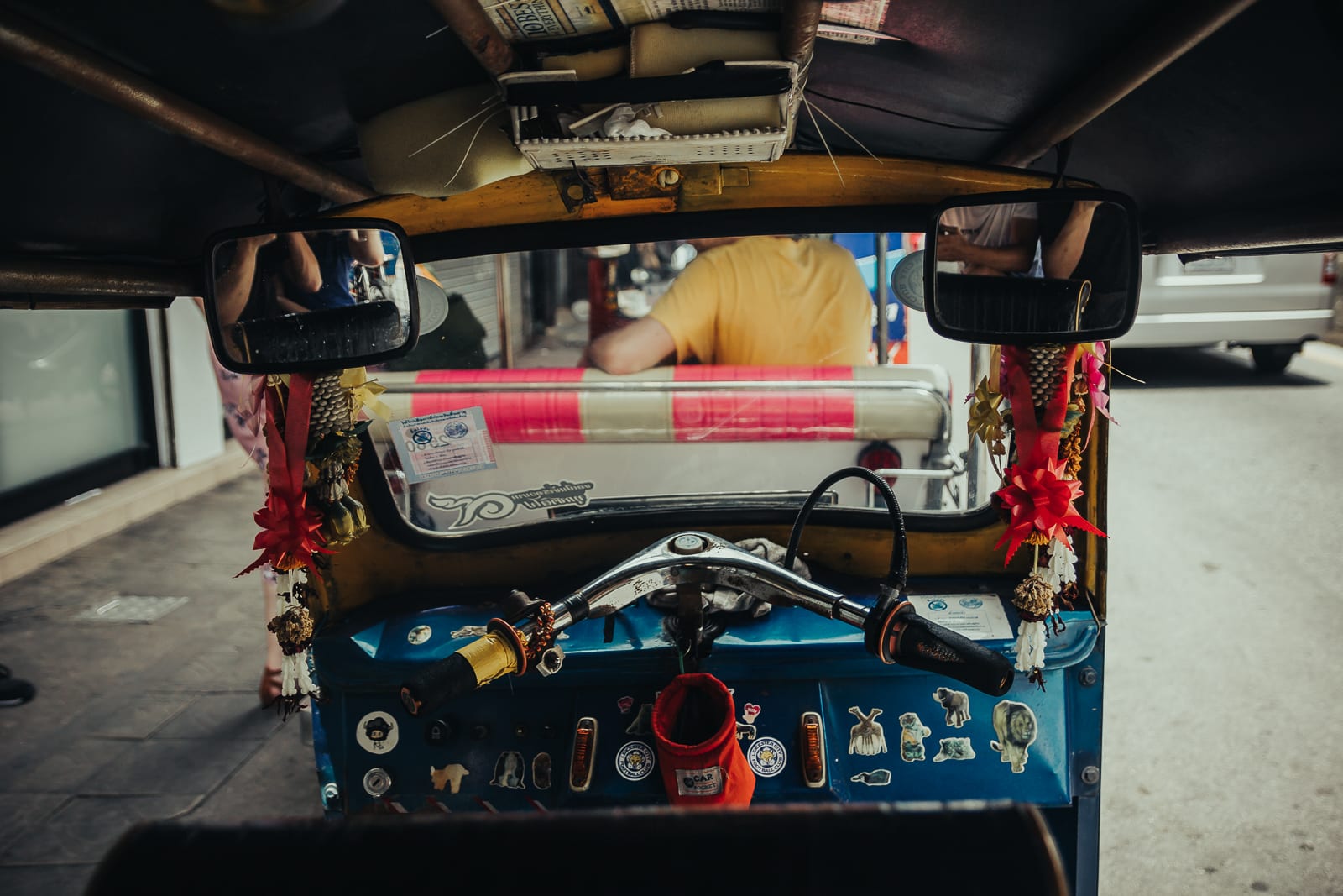 Inside of a tuk tuk
