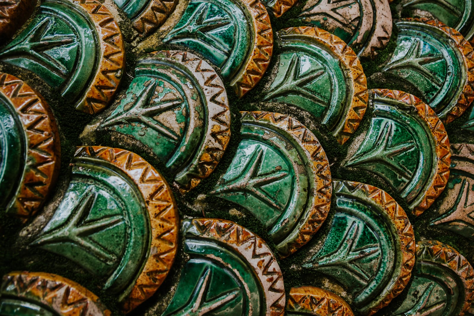 Close up of scales on a dragon statue