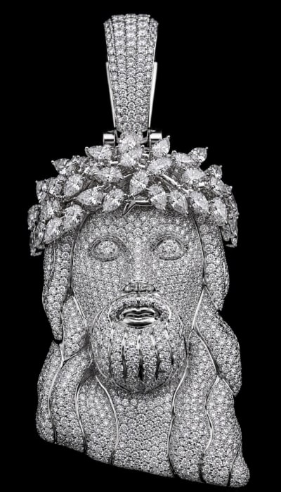 White Gold Jesus Piece