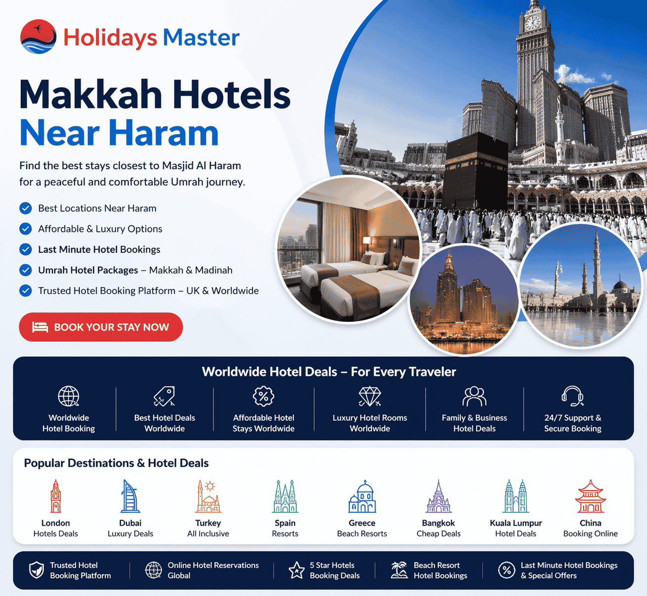 Book Makkah Hotels Near Haram – Last-Minute Hotel Bookings , Luxury & Budget Stays