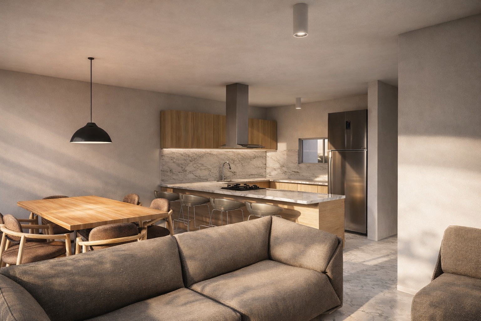 sala cocina y comedor