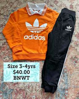 Brandnew ???? Cotton Tracksuit Set ????Collared Orange Longsleeve Top and Black Pants Collection