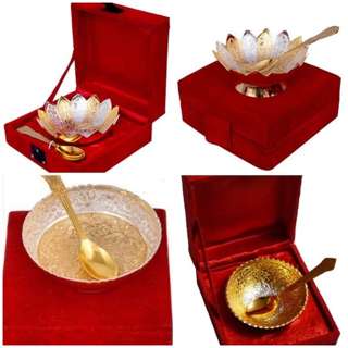 Red Velvet Gift Bowls Gold Plated