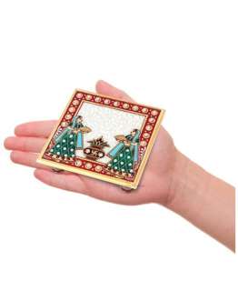 Marble Puja Chowki with Kalash 10.16 cm X 10.16 cm X 2.54 cm