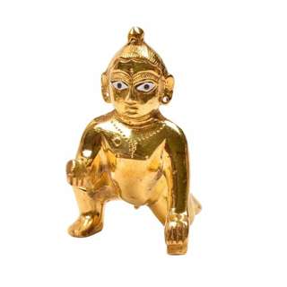 Brass finish Laddu Gopal Idol/Statue Brass Laddoo Baby Krishna