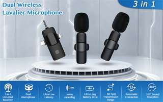 Wireless Microphone pro 3 in 1 for Camera, iPhone, Android High Quality