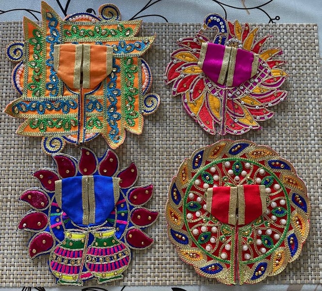 Embroidery Work laddu Gopal Dress for Size 2 laddu Gopal - Multicolor