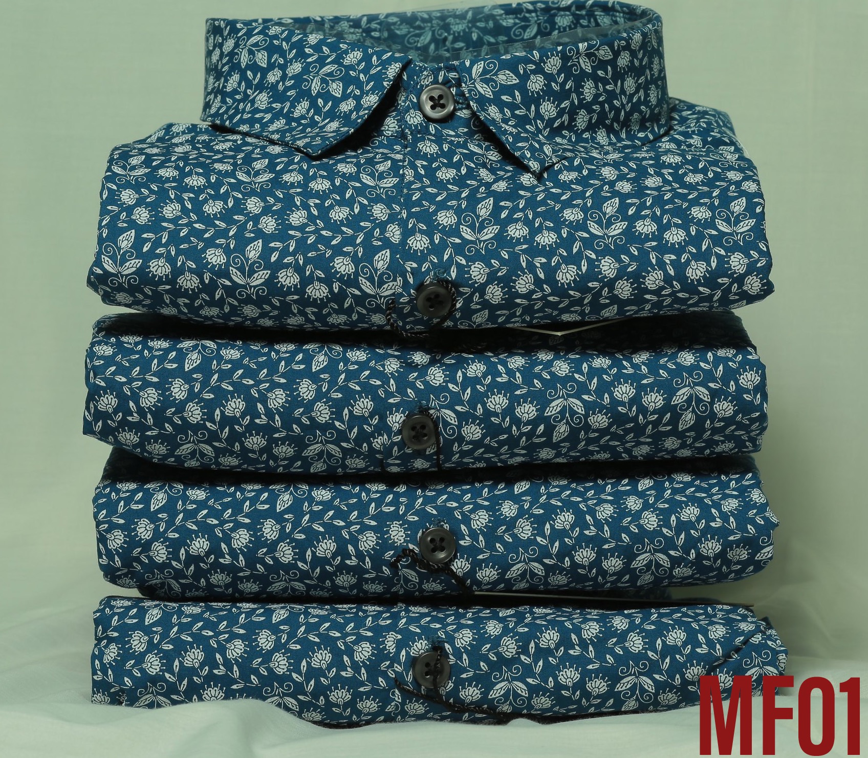 Blue Design White Flower